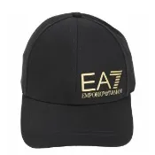 【EMPORIO ARMANI】EA7 男女共用 老鷹字母徽標貼印帆布棒球帽(金字/黑)