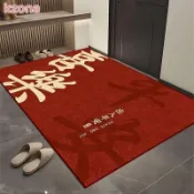 【新年快樂】紅色入戶門地墊簡約進門玄關家用大門口地毯喜慶高級感腳墊子定製