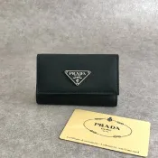 【日本直送 名牌中古包】PRADA 普拉達 鑰匙包 黑色 三角標誌 尼龍 6 連 M222 vintage 古董 pgzkke