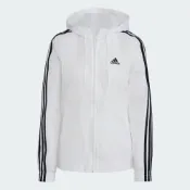 (女)【愛迪達ADIDAS】ESSENTIALS 3-STRIPES WINDBREAKER 連帽外套-白 H10243