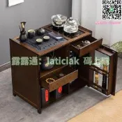 移動茶臺簡約現代小茶桌家用原木茶幾邊柜一體輕奢客廳方型泡茶車