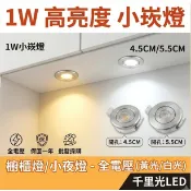 【小崁燈】4.5CM 5.5CM 1W  黃光 高亮度 櫥櫃燈 展示燈 快速出貨 全電壓 保固一年