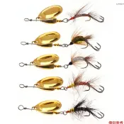 [新] 5 件裝 Spinner 誘餌套裝 Fly Strikers 分類釣魚旋轉器誘餌帶鉤用於鱸魚