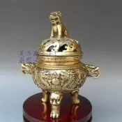 協貿國際日用品生活8館 黃銅雙龍戲珠香爐 銅香爐 三足鼎 獅子香爐 龍香爐 擺件