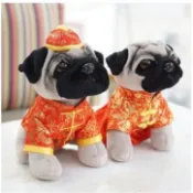 現貨🈶實拍圖新品情侶唐裝沙皮狗毛絨玩具狗年大吉狗年吉祥物公司尾牙活動禮品唐裝狗年會婚慶禮品新年禮品批發