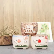【現貨】多肉迷你可愛盆栽 /陶瓷盆 /花盆 /多肉盆 /粗陶盆 /清新可愛小盆栽 /矮盆 /透氣 /園藝 /彩色手繪盆