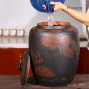 工廠直銷♥（免運）建水紫陶水缸 家用儲水陶瓷純凈水桶 中式茶道泡茶桌
