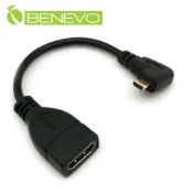 Benevo 右彎型 15cm Micro HDMI(公) 轉 HDMI(母) 轉接短線 (BHDMICROF015R)