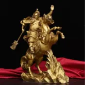 【古韻純銅關公像】銅像擺件 武財神爺 關羽 關二爺 橫刀騎馬關公 擺飾 財神爺 財神爺擺飾 關聖帝君 關公騎馬 關公像 