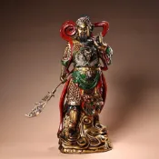 優選純銅彩繪韋陀伽藍菩薩神像韋馱關公護法財神銅像家用玄關佛堂擺件