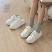 6cm厚底  真皮好穿鞋很軟 穆勒鞋 懶人鞋 帆布鞋 休閒鞋 小白鞋 包頭 韓國鞋 C090