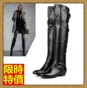 現貨+預購 過膝長靴女鞋子-歐美時尚帥氣平跟真皮女靴子2款71ab3【獨家進口】【米蘭精品】
