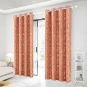 【BonBon naturel】全遮光侘寂風質感孔式加厚門簾/窗簾_130*210CM/光影橘(全遮光/空調簾/門簾/窗簾)