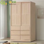 【綠家居】巴卡4尺實木推門六抽衣櫃