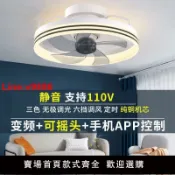 極致甄選 【台灣公司 超低價】跨境110V搖頭風扇燈復古工業風鐵藝吊扇燈智能手機APP遙控電扇燈