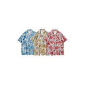 (店+)短袖襯衫男女生休閒涼感衣免燙防皺立領花襯衫薄冰絲短袖T恤透氣速乾衣吸濕排汗衣大尺碼復古防曬短版襯衫外套情侶裝polo衫