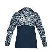 UNDER ARMOUR UA 男 WIND ANORAK 半開襟連帽長袖上衣 運動長袖 運動休閒 藍色 迷彩 個性穿搭