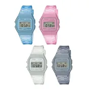 CASIO 長賣熱銷款 清透的果凍材質系列復古造型外觀設計數位錶F-91WS系列(共4色)