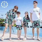 台灣現貨【EF】親子 母子裝 父子裝 洋裝 夏季 海灘褲 印花T恤 家庭親子裝 夏季親子裝 海邊沙灘 渡假  露天市集