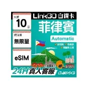【LINKGO】白鑽卡 菲律賓 eSIM卡  10天上網卡 無限流量吃到飽 高速流量(菲律賓網卡 宿霧 巴拉望 馬尼拉)