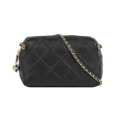 【BreezeOnline 微風精品線上】TORY BURCH Fleming 縫線菱格紋迷你貝殼包(黑色)