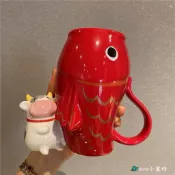 星巴克杯子2026新年禮物牛年生肖新年禮物紅色年年有魚錦鯉馬克杯喝水杯子