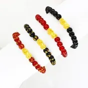 【迎鶴金品】黃金9999 招財貔貅串珠手鍊(0.08錢正負1厘)