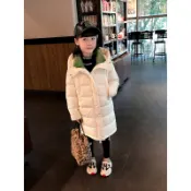 免運 韓國代購 🔊雪地外套🔥加厚保暖🔥 兒童羽絨外套 長版 反季洋氣兒童羽絨服中長款加厚男女童冬季外套中大童90白