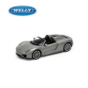 【WELLY 威利】4.75吋 保時捷 Porsche 918 Spyder 經典敞篷超跑模型 43702C-CW-(灰色)