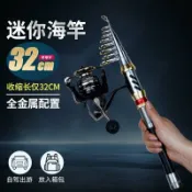 全球選品1館 生活百貨 金屬迷你小海竿超硬伸縮超短節鋼筆魚竿紡車輪小海杆小拋竿全套裝