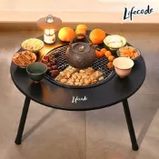 LIFECODE 圍爐燒烤桌/烤肉架/烤肉桌/焚火台(含304不鏽鋼烤網+提袋+桌蓋)