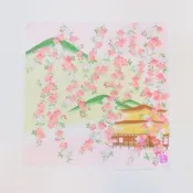 京都手帕 -友禪刺繡系列-金閣寺(粉/藍/紫)