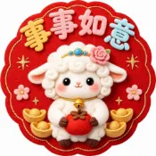 ✈️隔日出🔥10.12🔥羊年吉祥貼紙 13至50cm平面自黏防水壁貼 春節過年佈置 新年門貼 萬事如意大吉大利吉星高