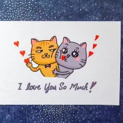 小彤畫集 - 貓咪 I love you so much - 明信片