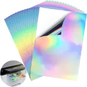 A4 20 Holographic Printable Vinyl Sticker Paper Rainbow Viny
