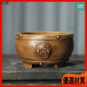紫砂花盆 仿古獸面 鼓丁圓形 盆景盆 多肉花盆 粗陶盆 陶瓷花盆 菖蒲盆 小花盆 拇指盆 桌面擺飾 古風 盆器 盆栽