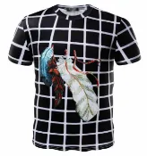 FINDSENSE服飾 FINDSENSE Z1 日系 流行 男 時尚 3D 格子 個性圖案印花 短袖T恤 特色短T