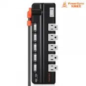 【紐頓e世界】Powersync 群加 6開5插 2埠USB 防雷擊抗搖擺 旋轉延長線 1.8M TR520118