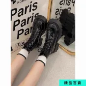 平價女鞋馬丁靴女 真皮短靴 棉靴 機車靴 切爾西靴 馬丁靴女2026秋冬新款小個子厚底甜酷短靴子英倫風繫帶單靴潮