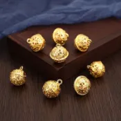 老金雙喜鈴鐺吊墜花千骨宮鈴手項鍊掛墜配飾diy手工飾品鈴鐺吊飾