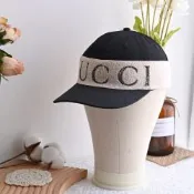 GUCCI 品牌大LOGO棉質棒球帽/遮陽帽/鴨舌帽(黑)