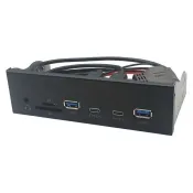 【全球優品匯】USB3.2 GEN1光驱位5.25寸面板HD音频19PIN转A口+TYPE-C+SD/TF卡座
