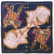 Celine Paris 復古絲巾 馬術圖騰 20.5 x 20 英吋, 復古絲巾