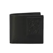 LOEWE 羅威 Bifold 緞面小牛皮 壓紋 雙摺 皮夾 卡夾 短夾 黑色 C565302X07