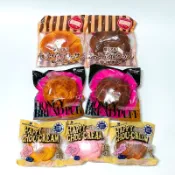 出清特價💥 squishy 軟軟 海外稀有 娃娃 舒壓小物 卡通可愛 泡芙 蛋糕 麵包 金牛角 造型 慢彈回 日本