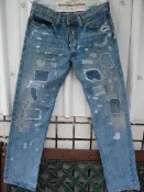 HTC~Hollywood Trading Company LEVI``S LVC 手工破補牛仔褲 2手SIZE:32