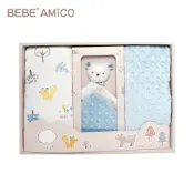 BEBE Amico 貝貝豆四季毯+加安撫巾禮盒(內含提袋)(XLB478002手繪童話藍)1677元