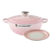 (店+)【Le Creuset】典藏媽咪鑄鐵鍋 24cm  + 圓形淺盤 19cm 無紙盒