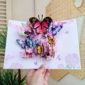 ✨元氣新品✨新款教師節賀卡蝴蝶鮮花3D立體小卡片高級感創意七夕生日通用禮物UDBZ