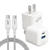 【WELLY】氮化鎵GaN 雙輸出迷你充電器+65W Type-C to Type-C 傳輸充電線 200cm(超值組合/雙孔1A1C)